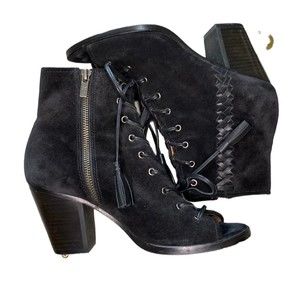 Frye | Black Dani Whipstitch Lace Suede Bootie - Women 7.5